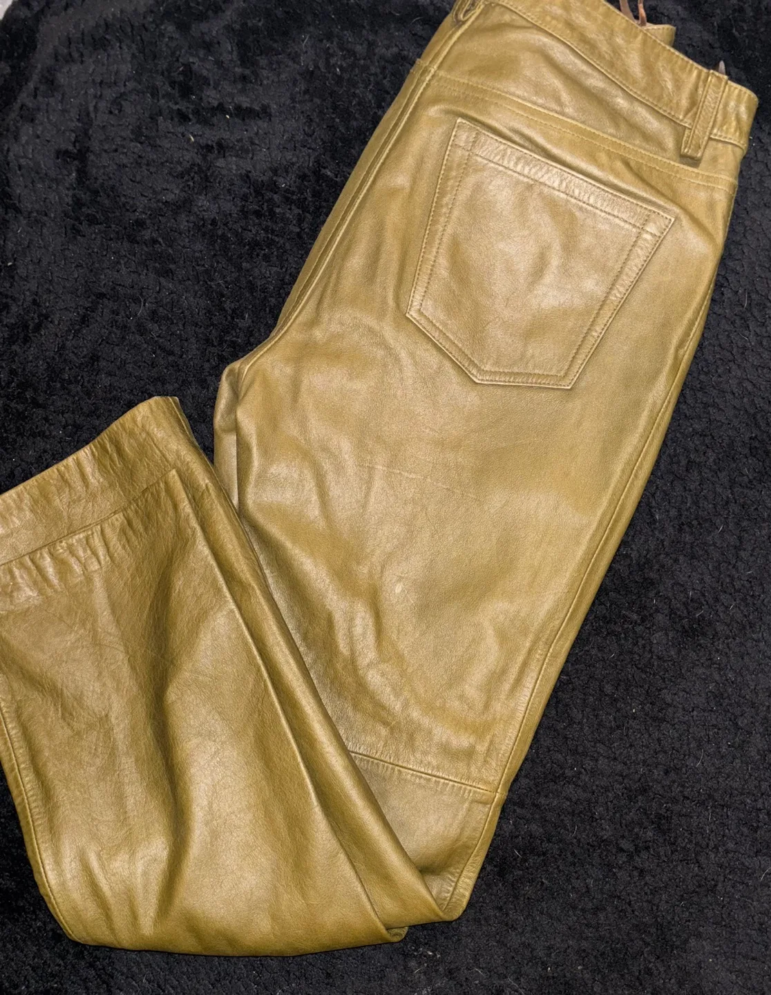 Gap Olive Green Leather Bootcut Pants - Size 10 thumbnail
