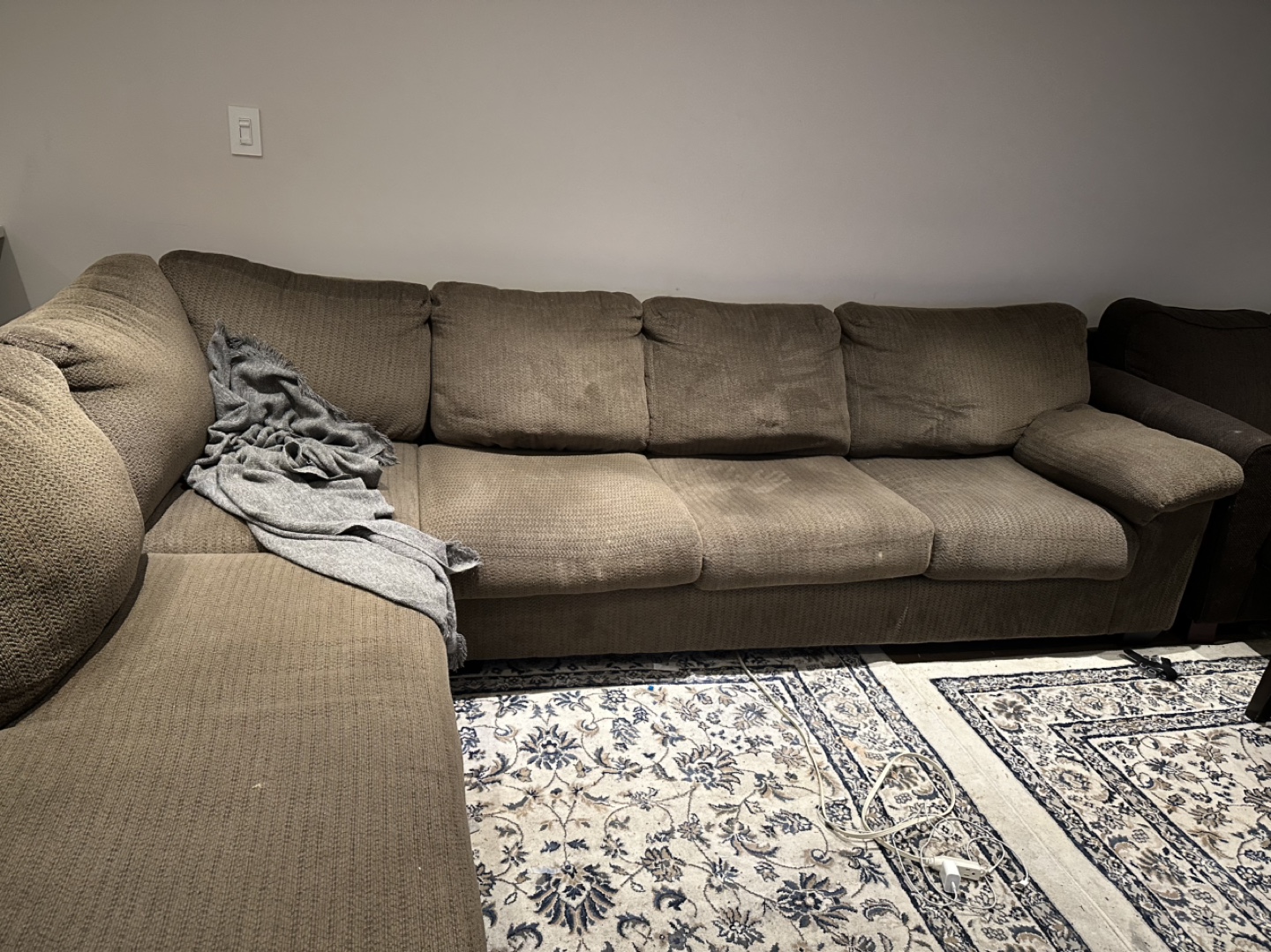 Used Brown L-Shaped Sectional Sofa - photo 3