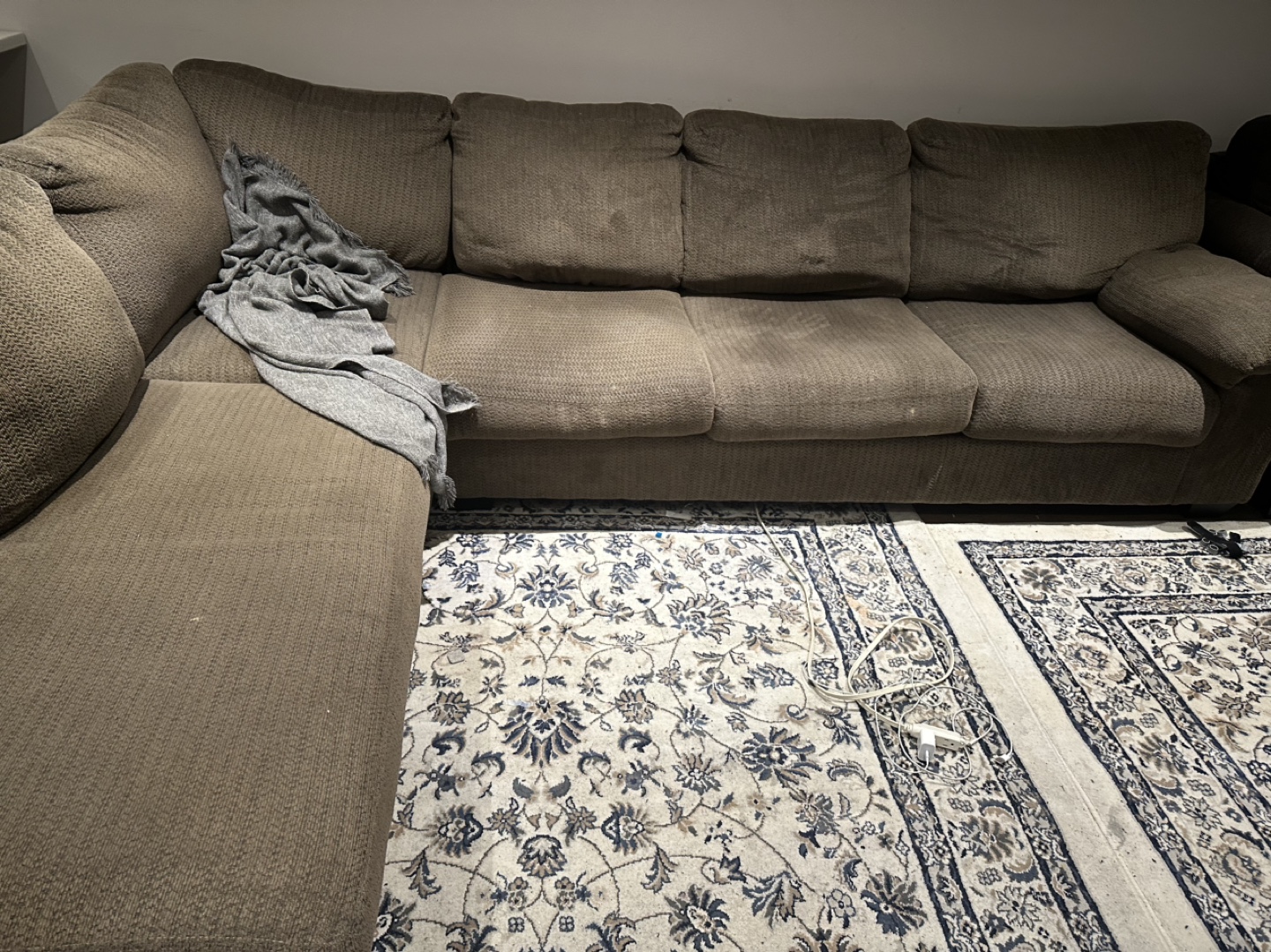 Used Brown L-Shaped Sectional Sofa - photo 2