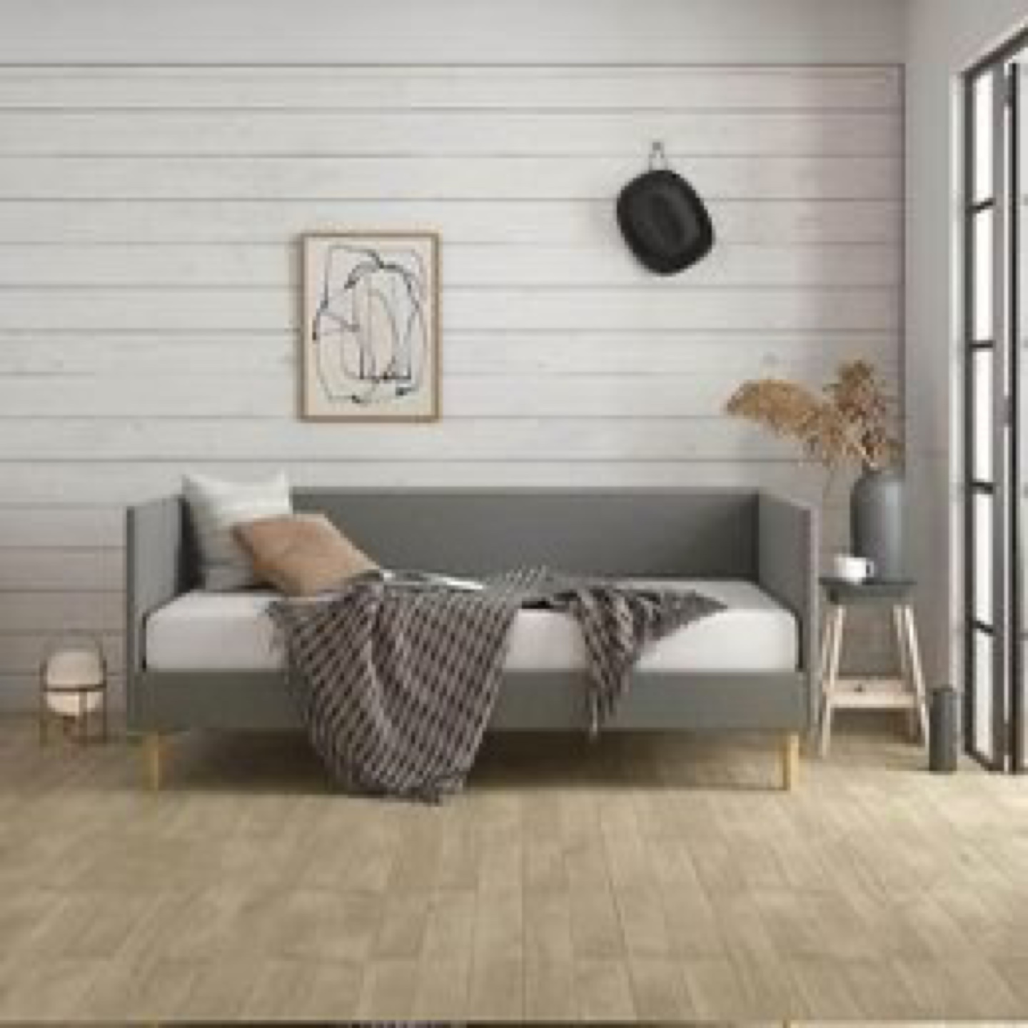 Grey Velvet Twin Daybed Frame