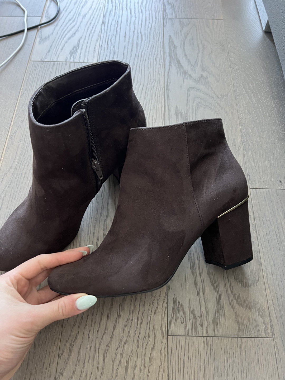Brown Suede Ankle Boots - Size 10