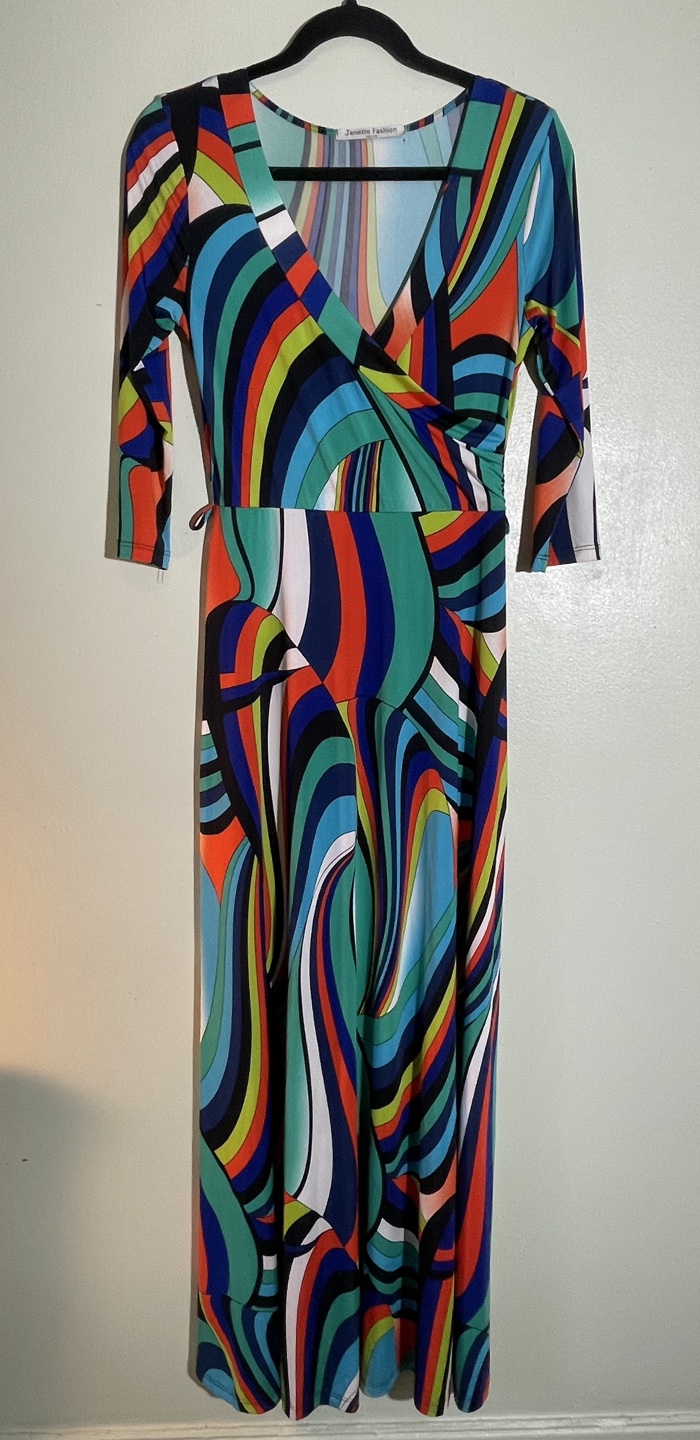 Janette Fashion Stunning Multicoloured Abstract Print Maxi Dress