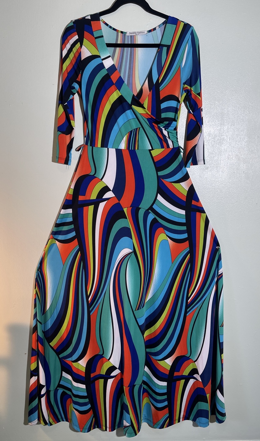 Janette Fashion Stunning Multicoloured Abstract Print Maxi Dress - photo 2
