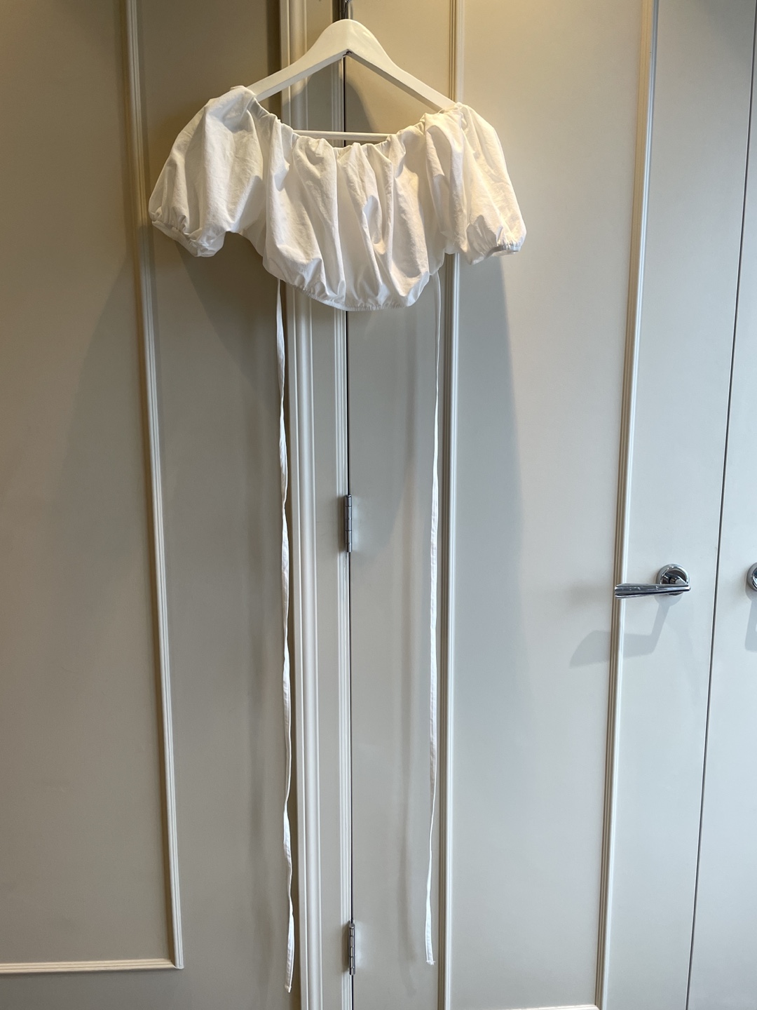 Zara White Off-the-Shoulder Puff Sleeve Crop Top - photo 2