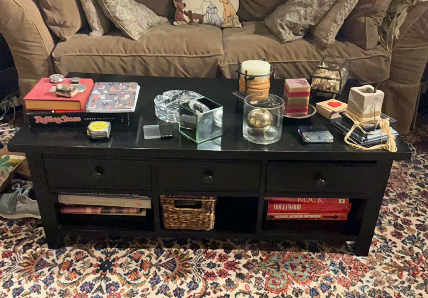 Pottery barn Black Wooden Coffee Table with Storage