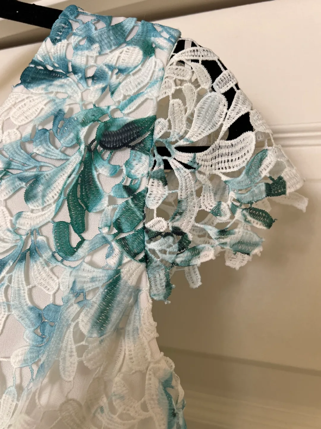 Gorgeous Teal and White Floral Lace Dress image indicator(5)