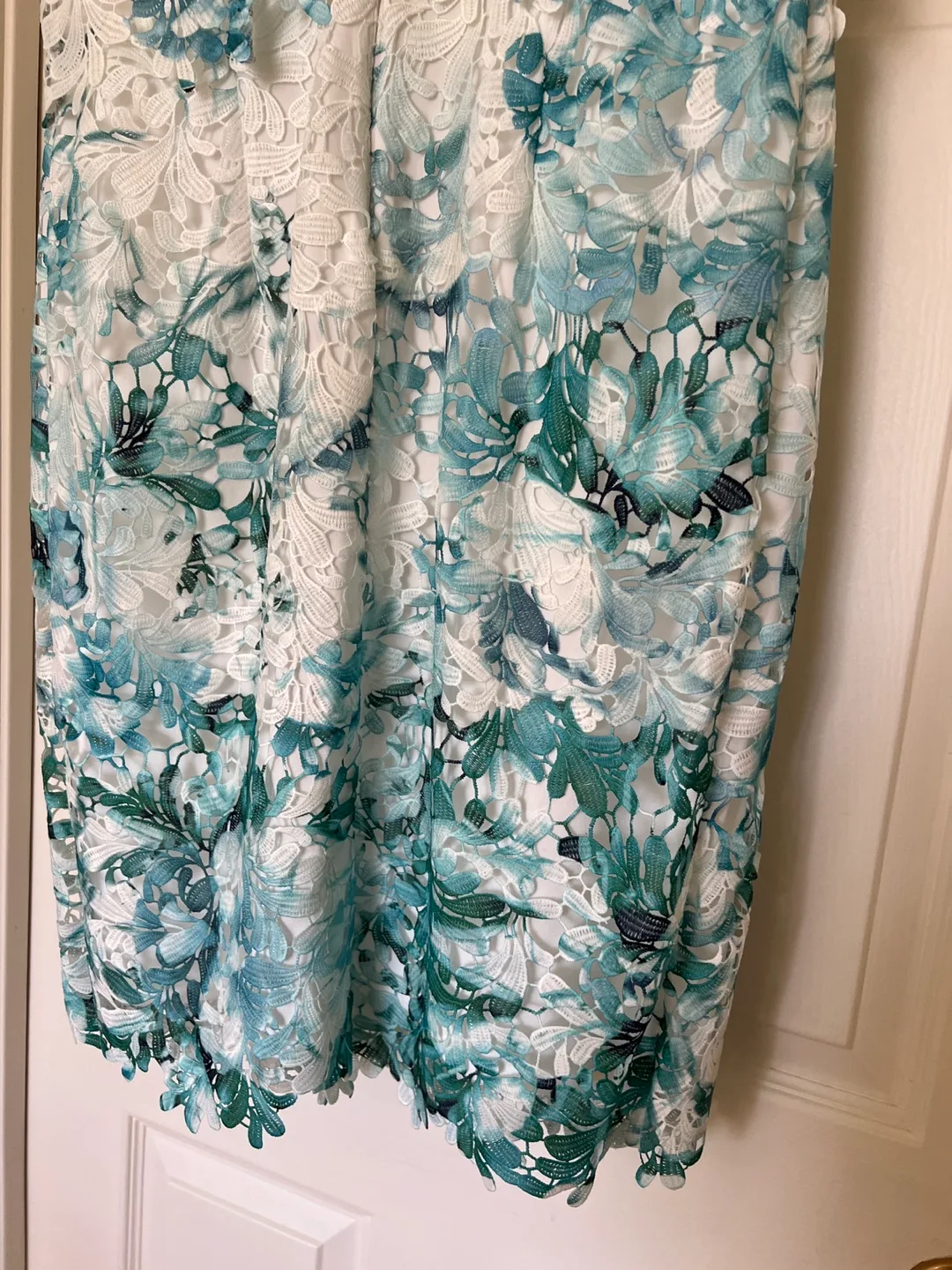 Gorgeous Teal and White Floral Lace Dress image indicator(4)