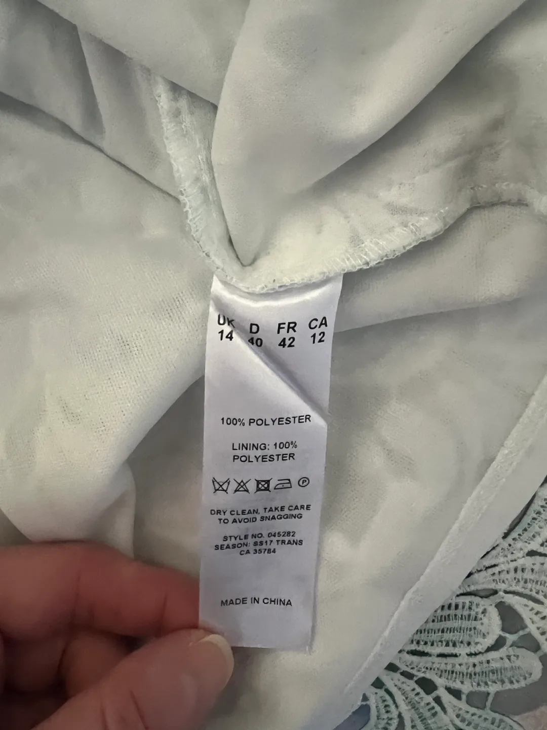 Gorgeous Teal and White Floral Lace Dress image indicator(9)