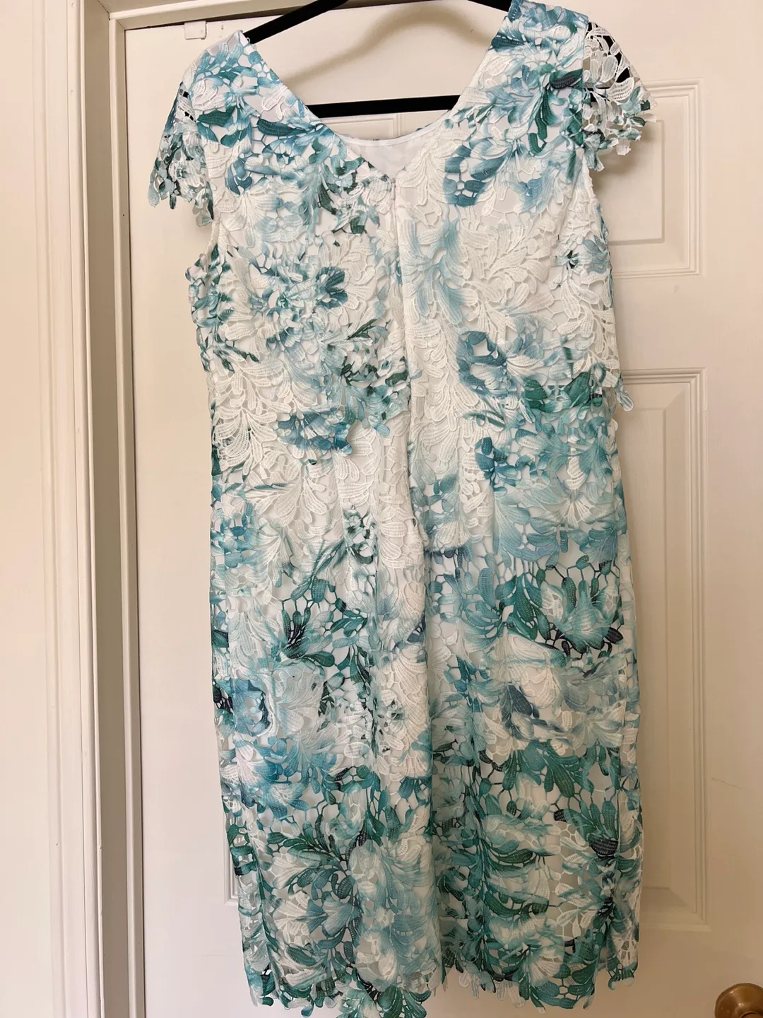 Gorgeous Teal and White Floral Lace Dress image indicator(7)