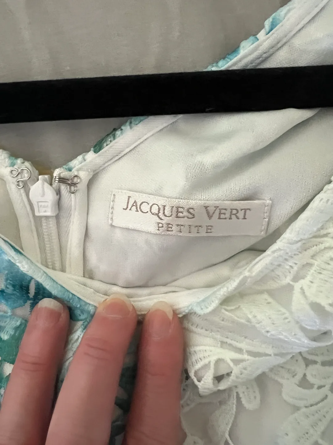 Gorgeous Teal and White Floral Lace Dress image indicator(8)