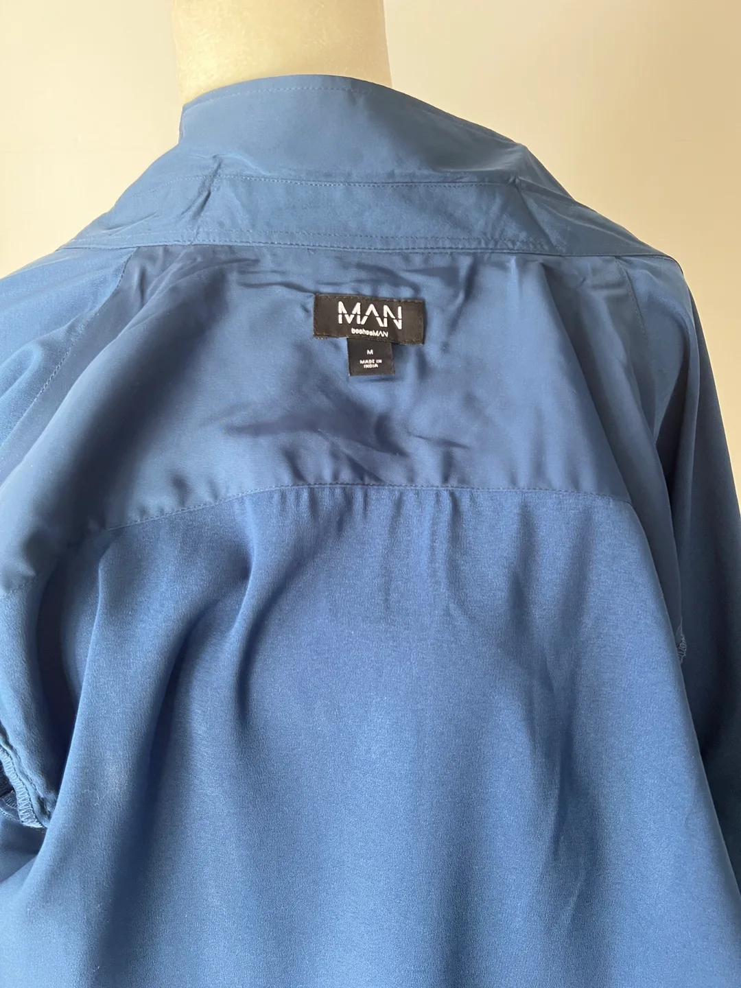 Men's Dark Blue Long Sleeve Silky Button-Down Shirt image indicator(6)