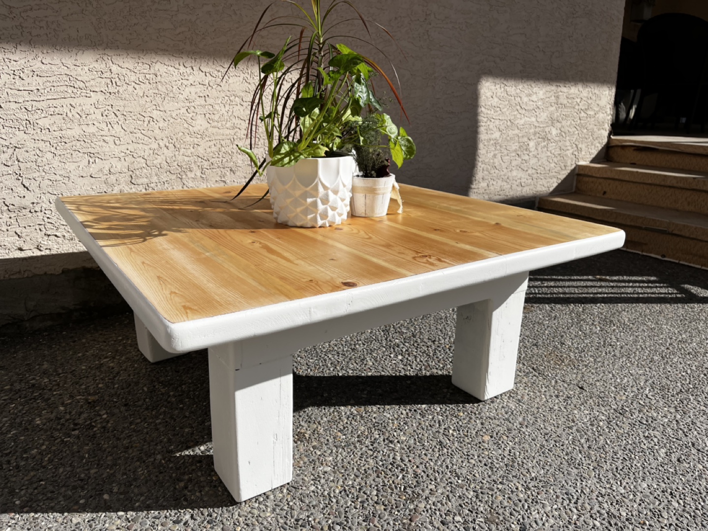 Square Patio/Coffee Table with White Legs