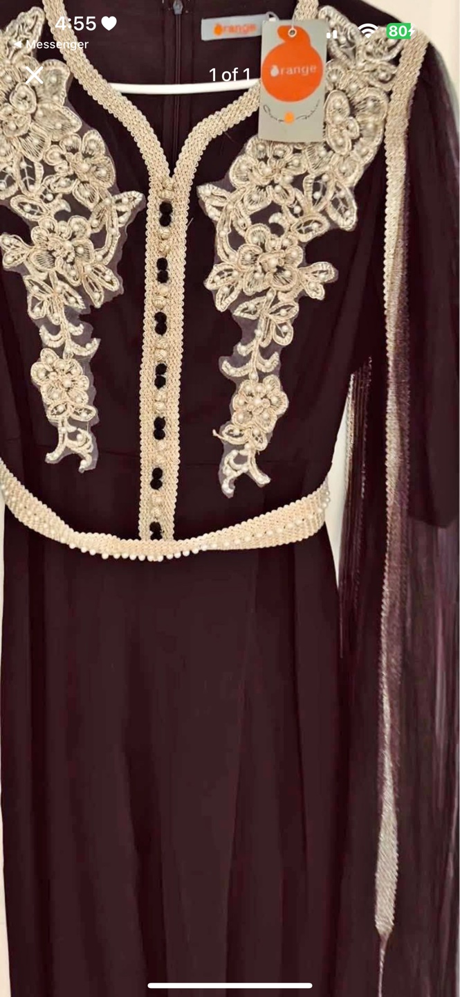Gorgeous burgundy dress with gold detailing