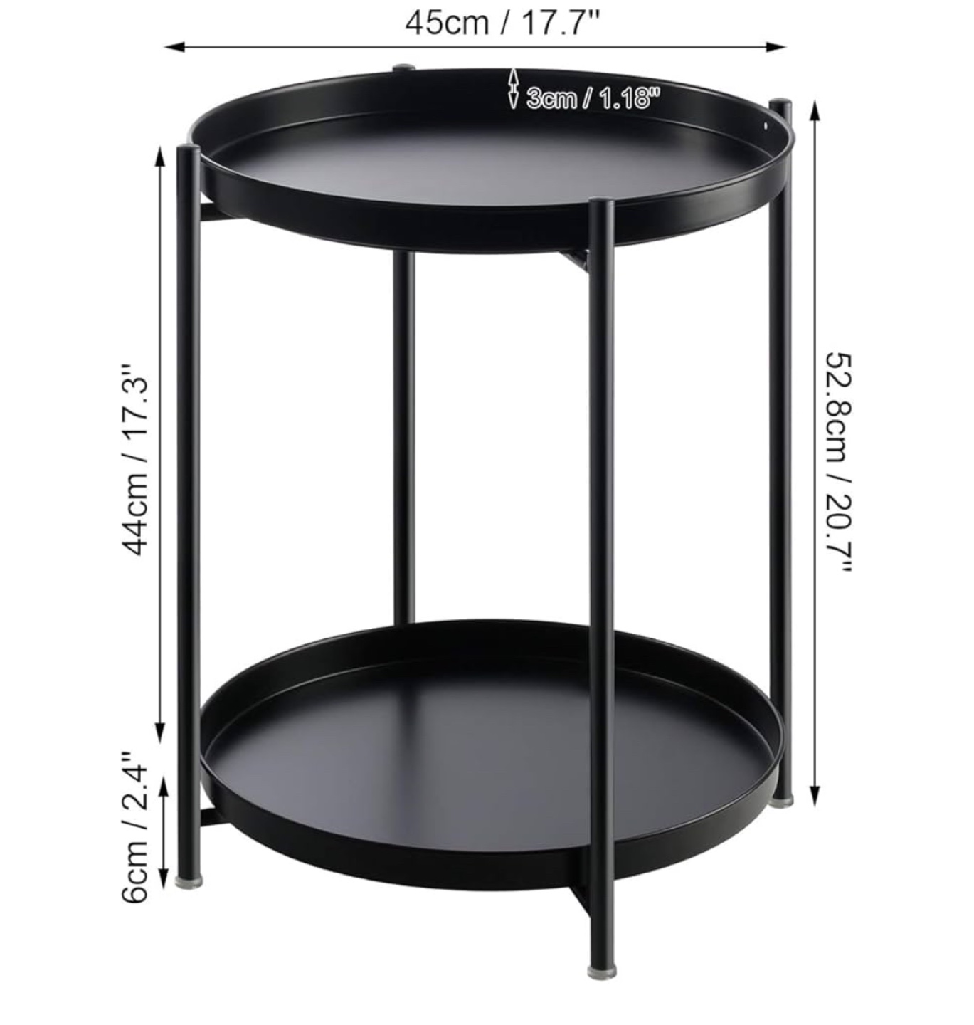 Black Two-Tiered Round Side Table - photo 3