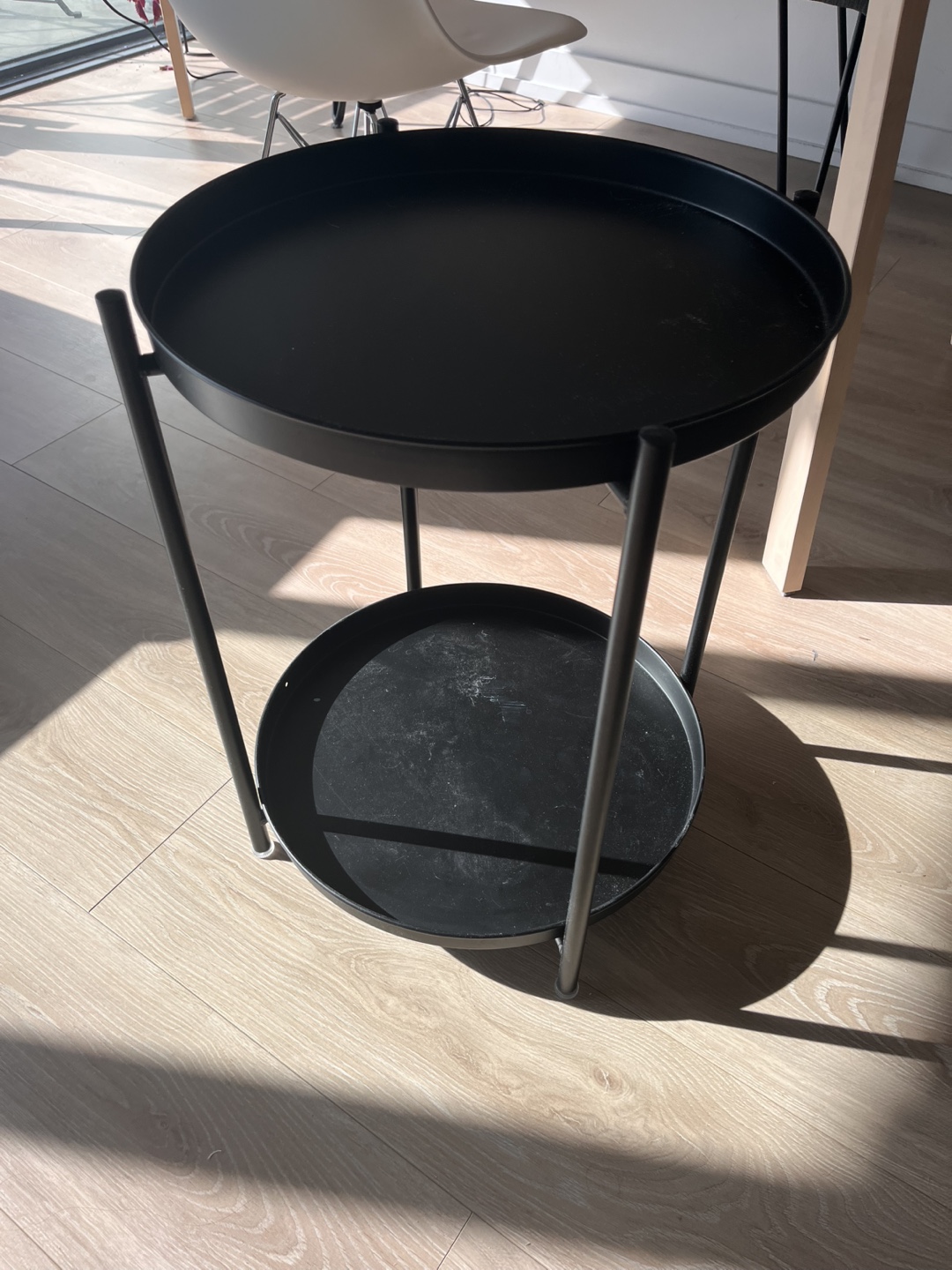 Black Two-Tiered Round Side Table