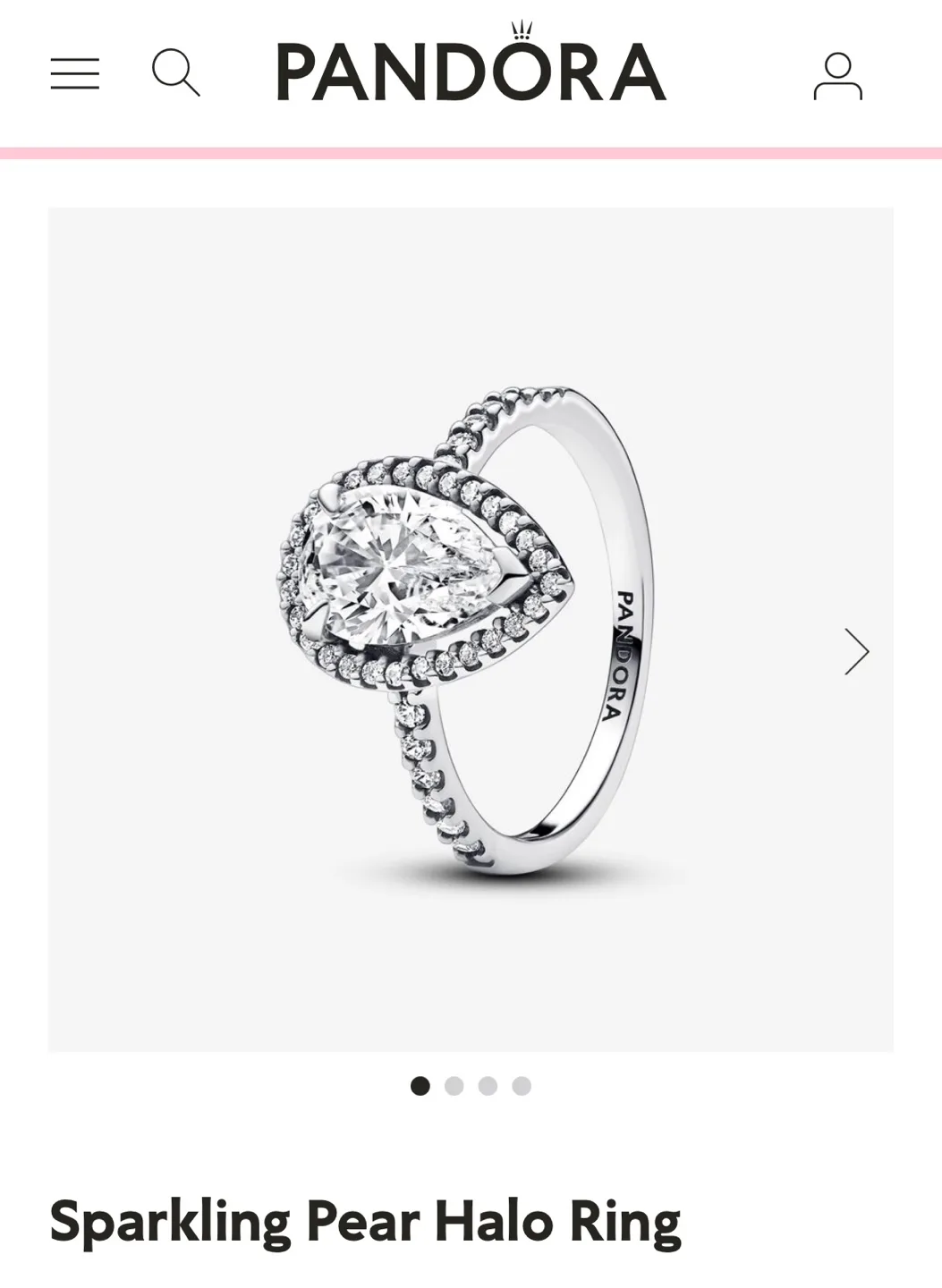 PANDORA sparkling pear halo ring image indicator(2)
