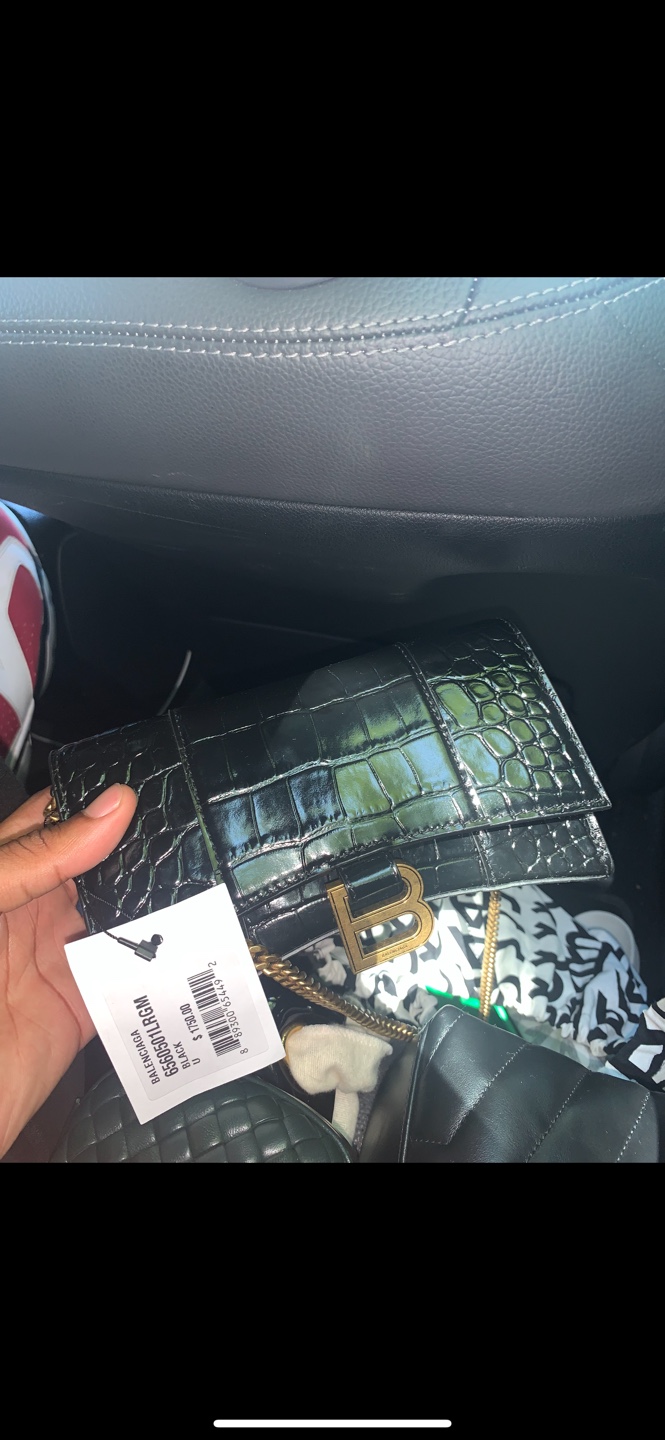 Balenciaga Croc-Embossed Leather Shoulder Bag