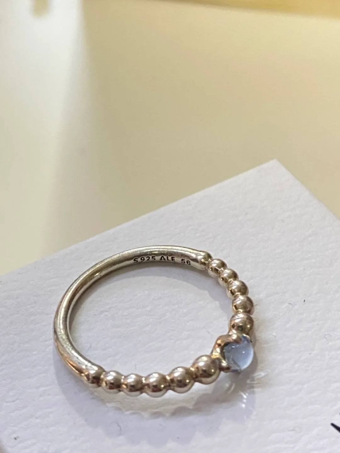 Pandora Beaded Ring with Light Blue Stone image indicator(2)