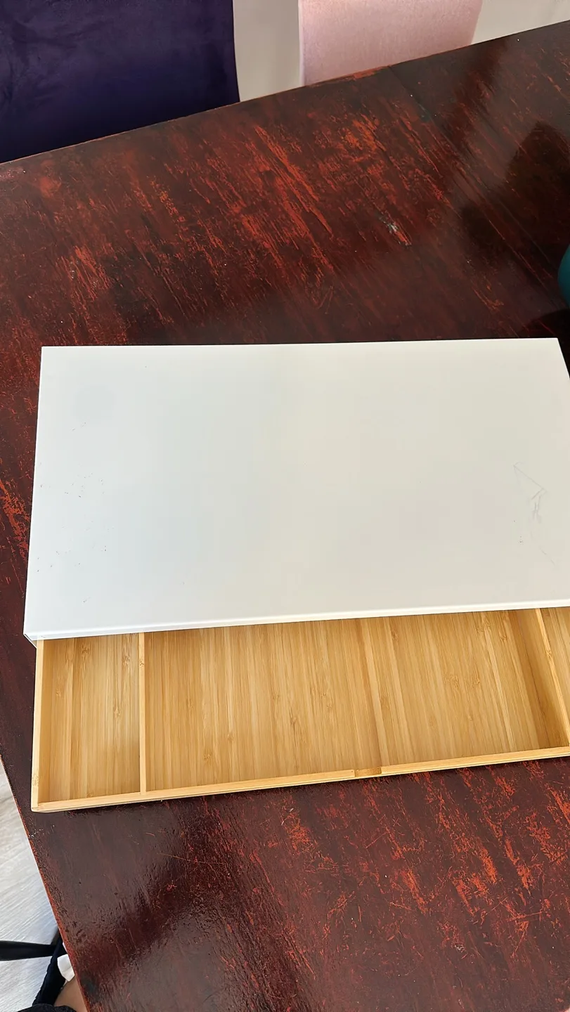 (used) IKEA - white monitor stand with drawer image indicator(2)