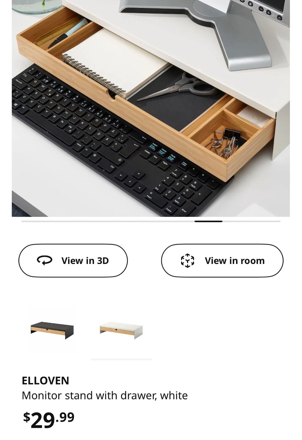 (used) IKEA - white monitor stand with drawer image indicator(7)