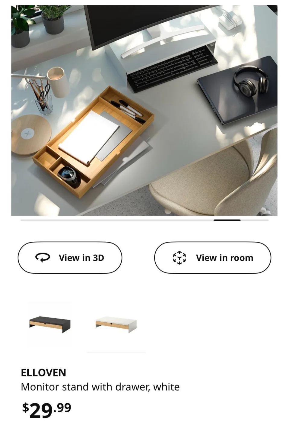 (used) IKEA - white monitor stand with drawer image indicator(8)