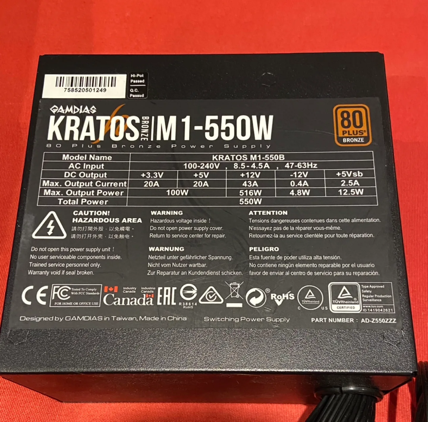 Gamdias Kratos M1 550B 550W 80 Plus Bronze Power Supply image indicator(3)