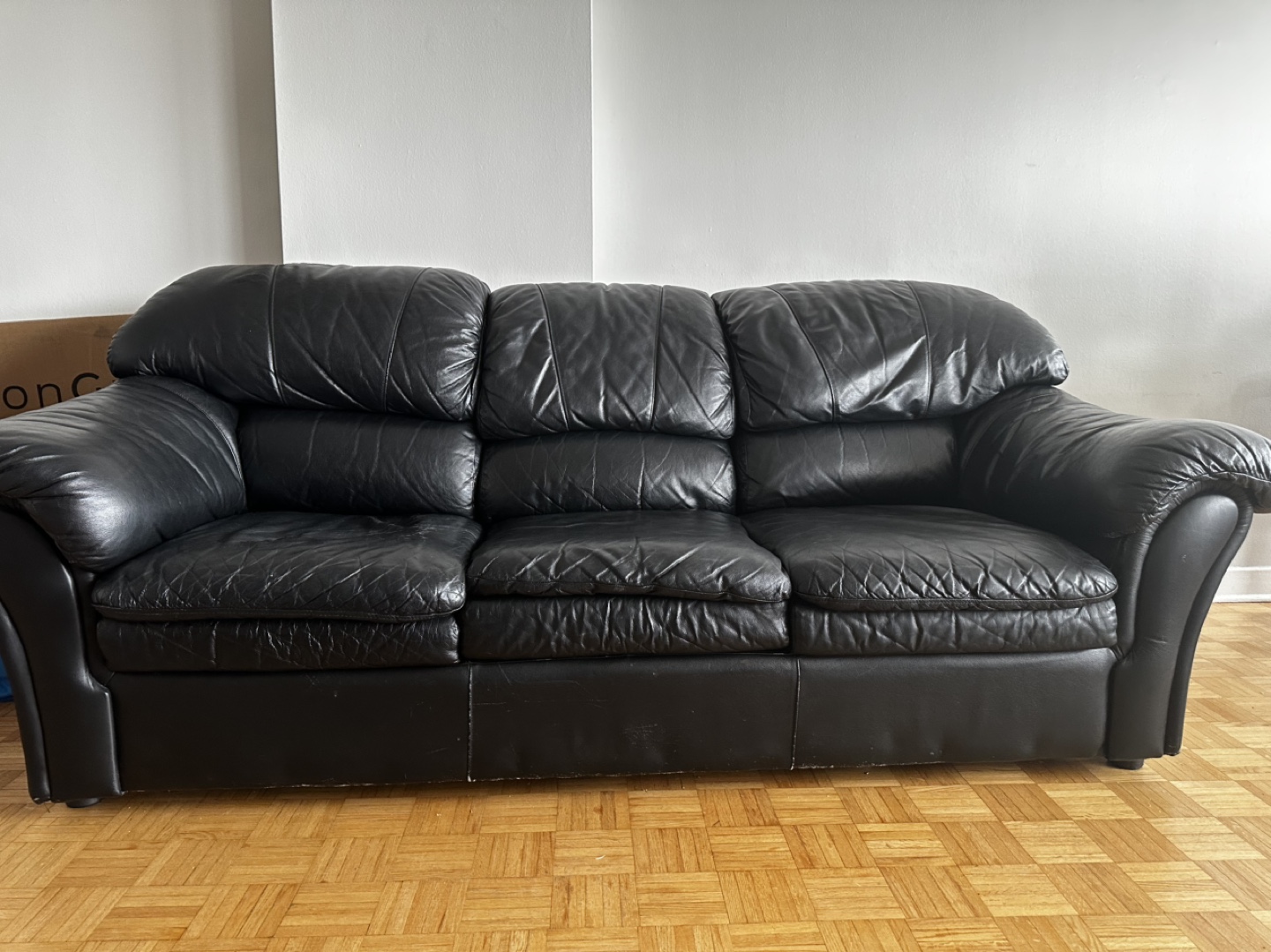 Black Leather Sofa - photo 2