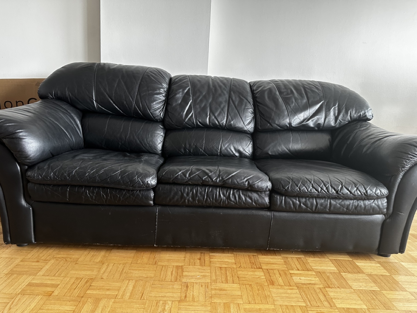 Black Leather Sofa - photo 3