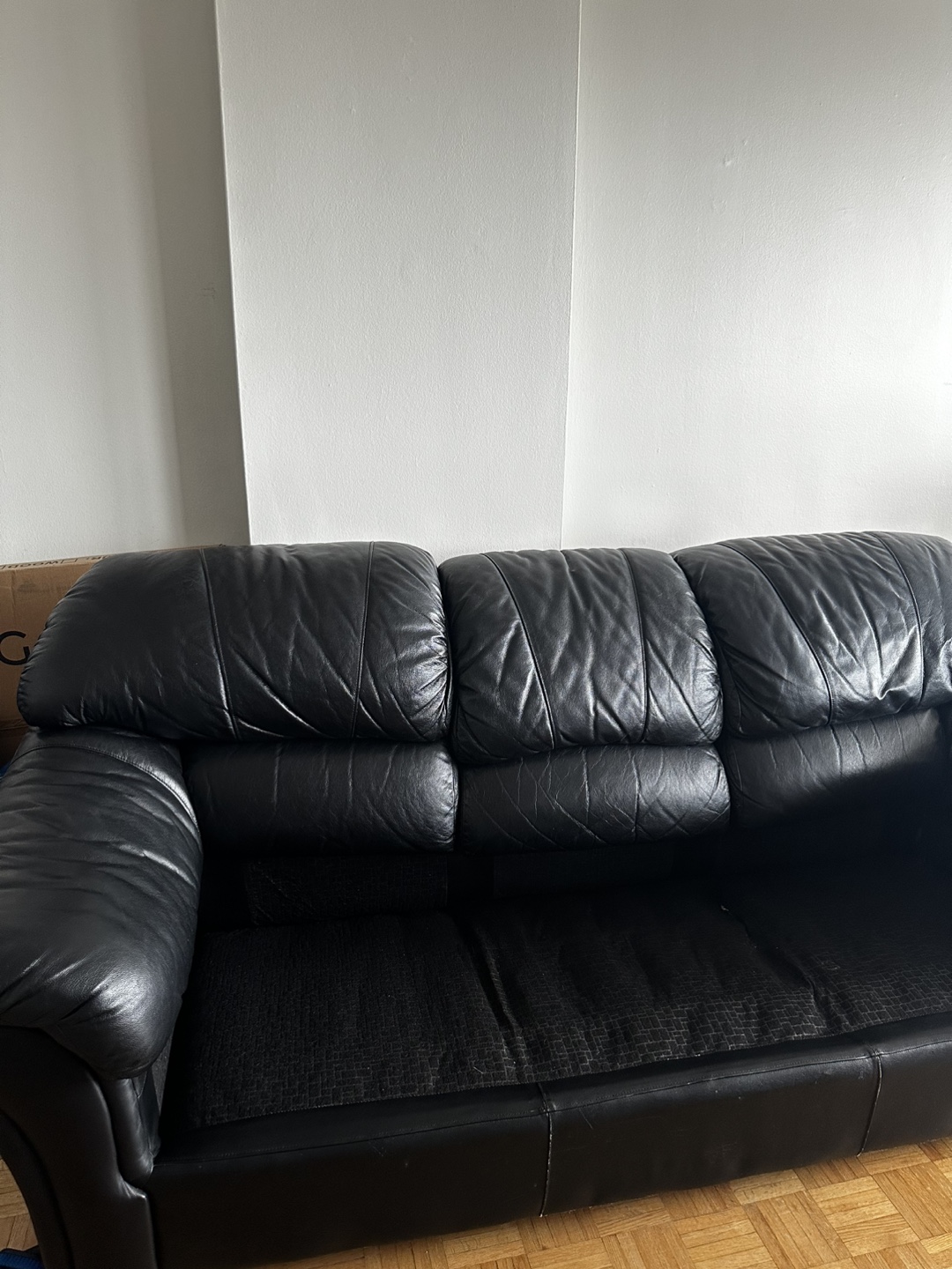 Black Leather Sofa - photo 5