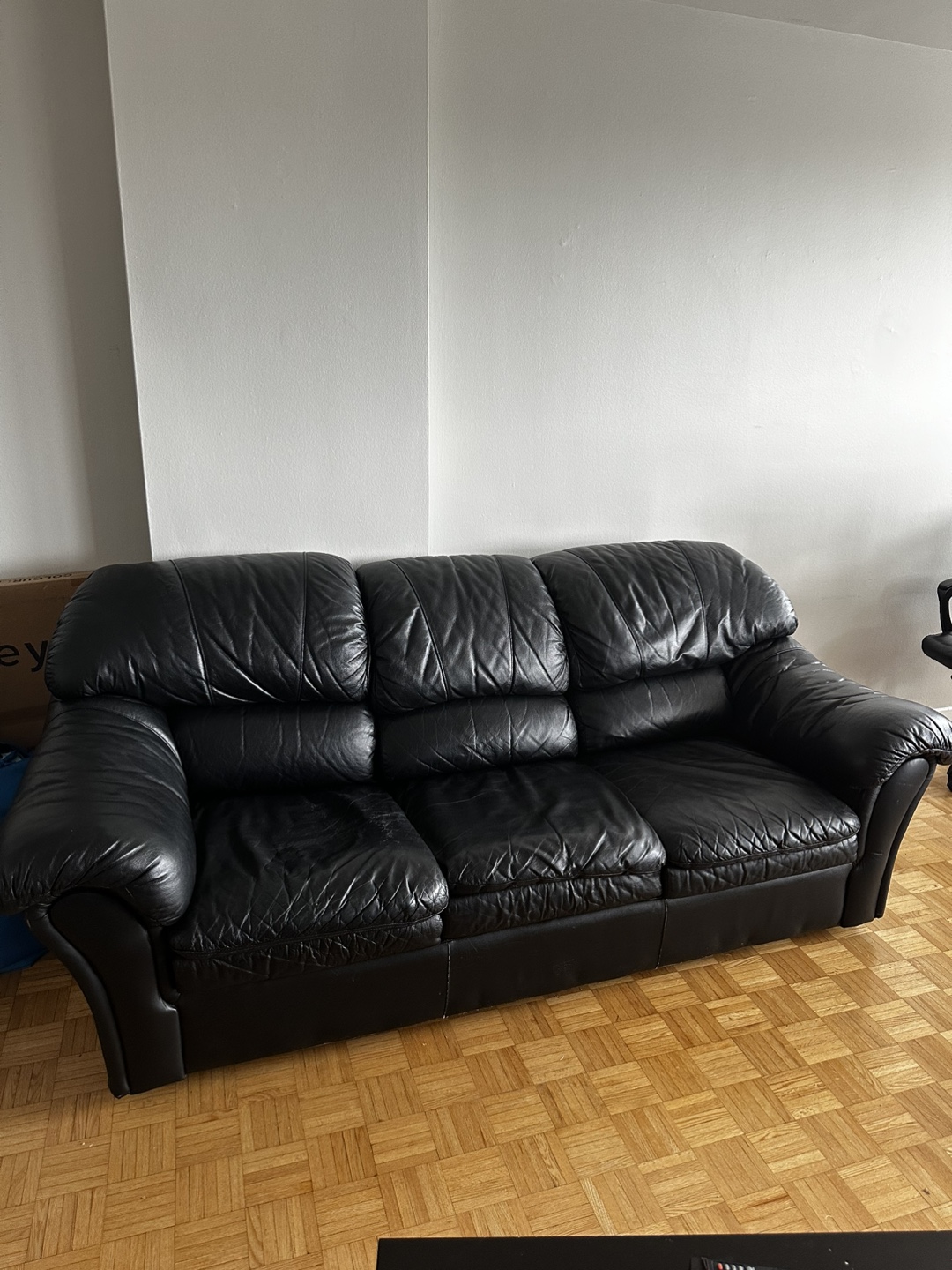 Black Leather Sofa - photo 4