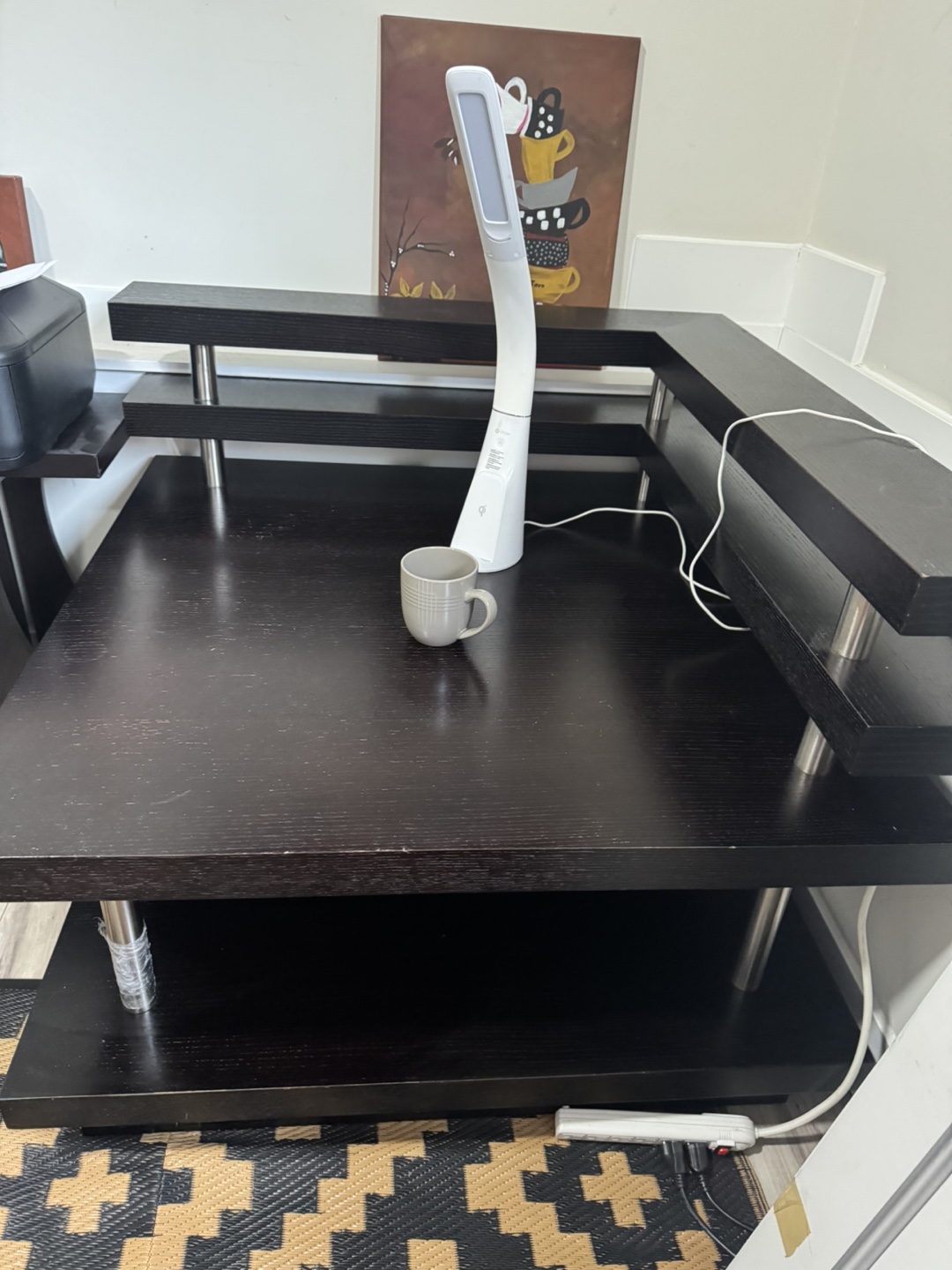 Dark Brown Corner Table with Shelves - photo 2