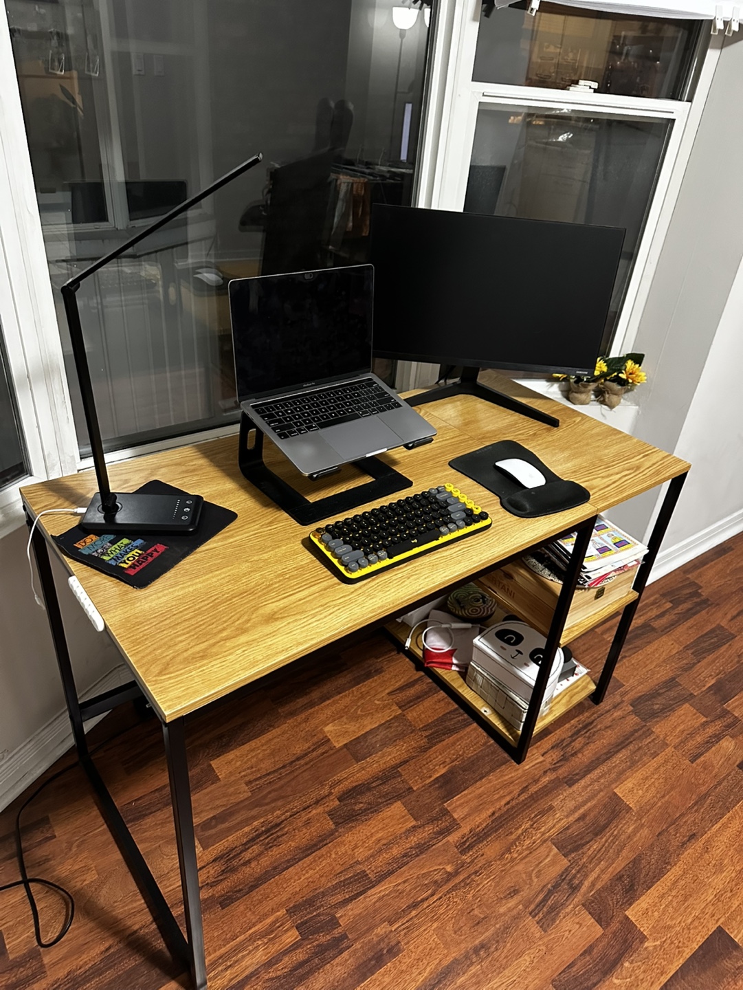 Modern Computer Desk with Storage Shelves