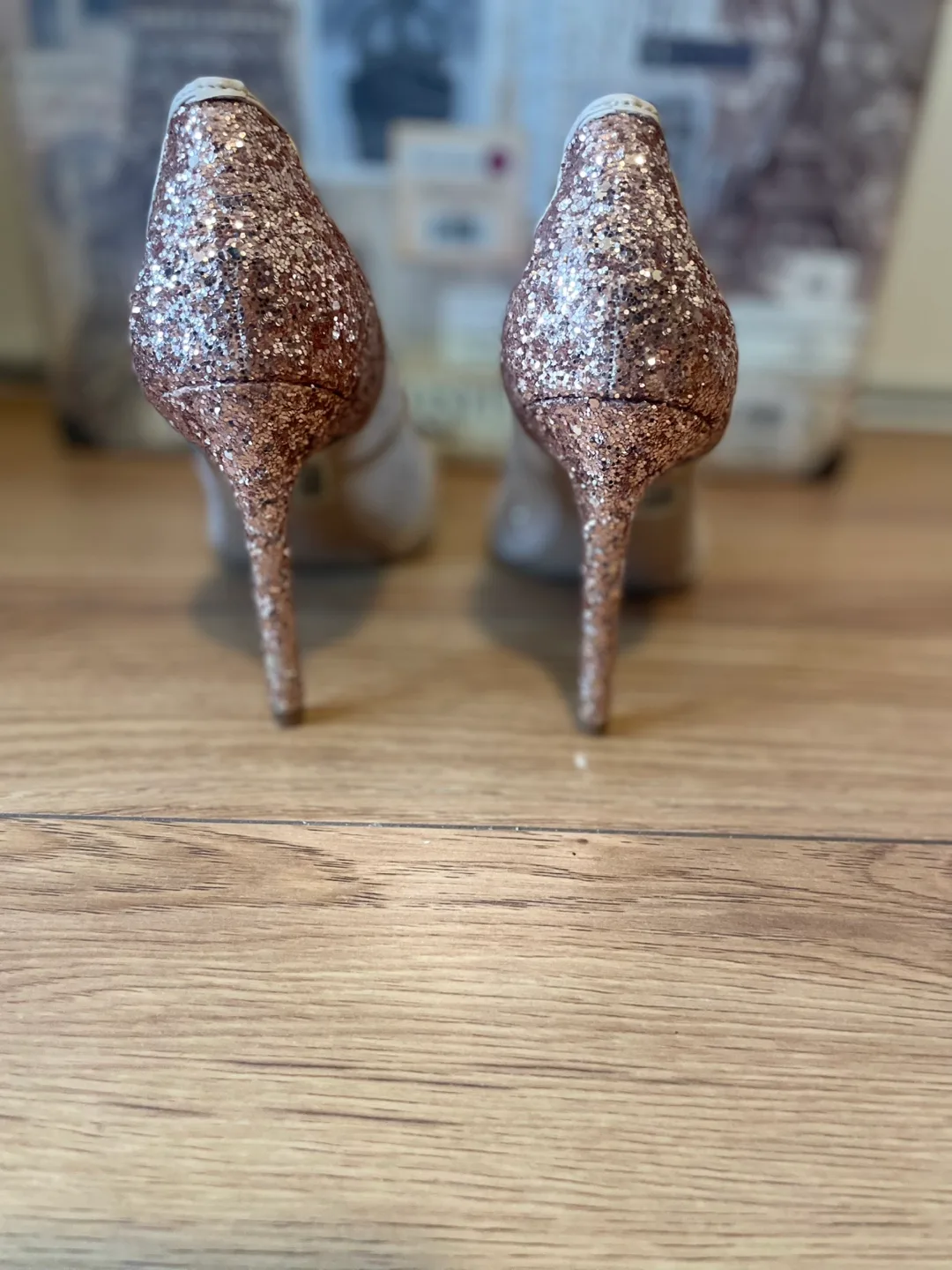 BCBG Generation Nude Glitter Heels, Size 7.5 image indicator(2)