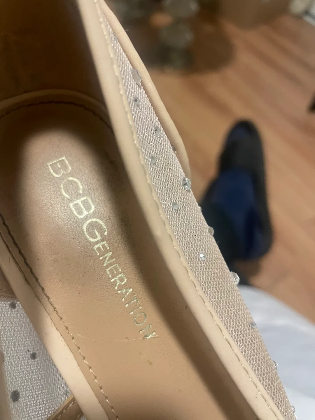 BCBG Generation Nude Glitter Heels, Size 7.5 image indicator(3)