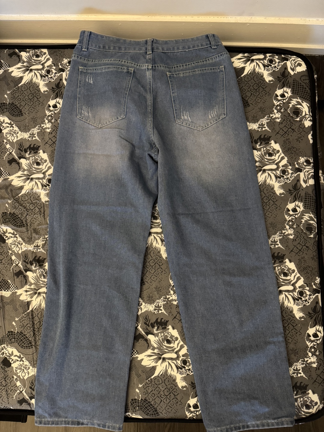 Light Wash Distressed Straight Leg Jeans - photo 3