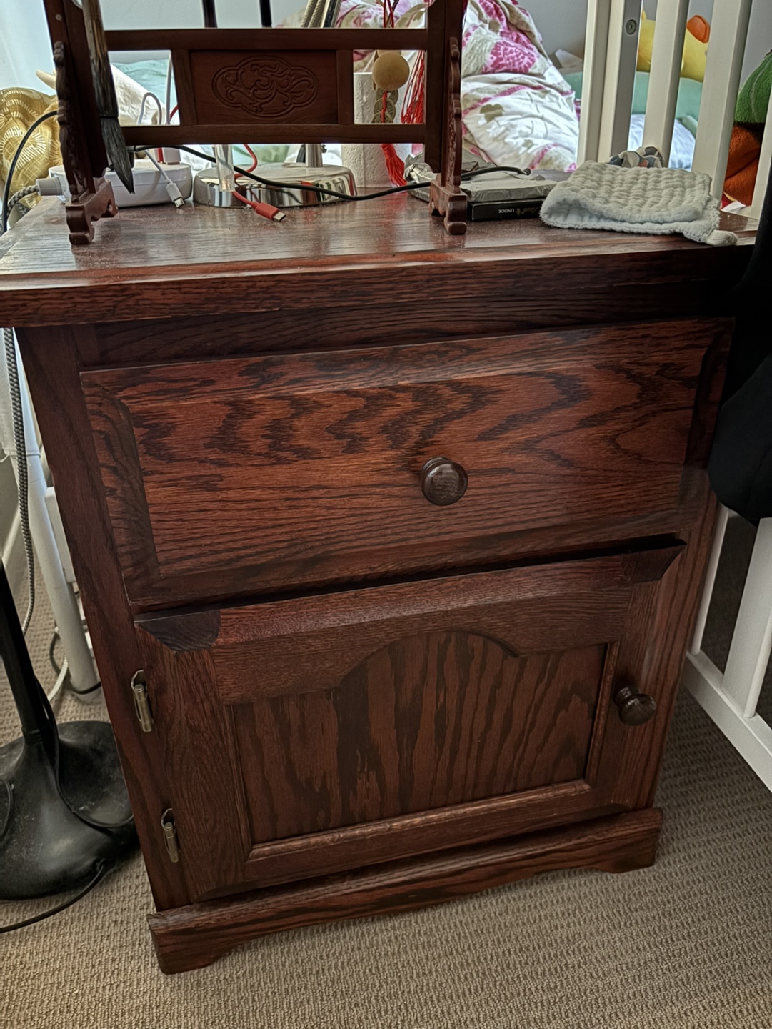 Dark Wood One Drawer Nightstand
