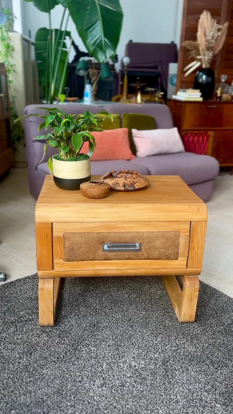 Post Modern Side Table with “Suede” Detail 🤎 thumbnail