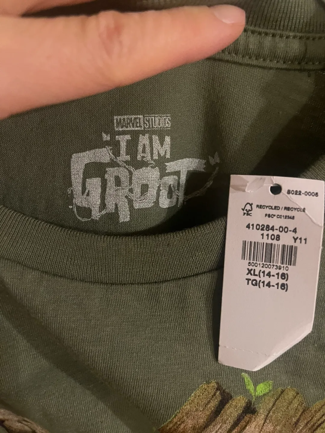 Nwt green Groot Marvel  T-Shirt - Size XL (14-16) image indicator(2)