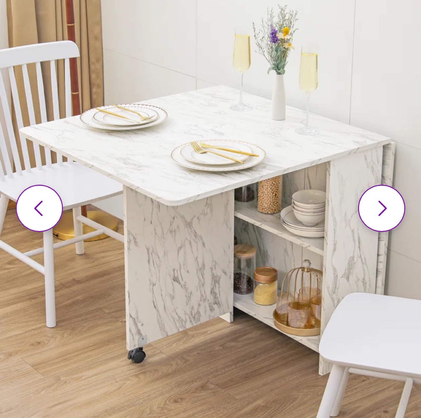 Wade Logan White Marble Folding Table