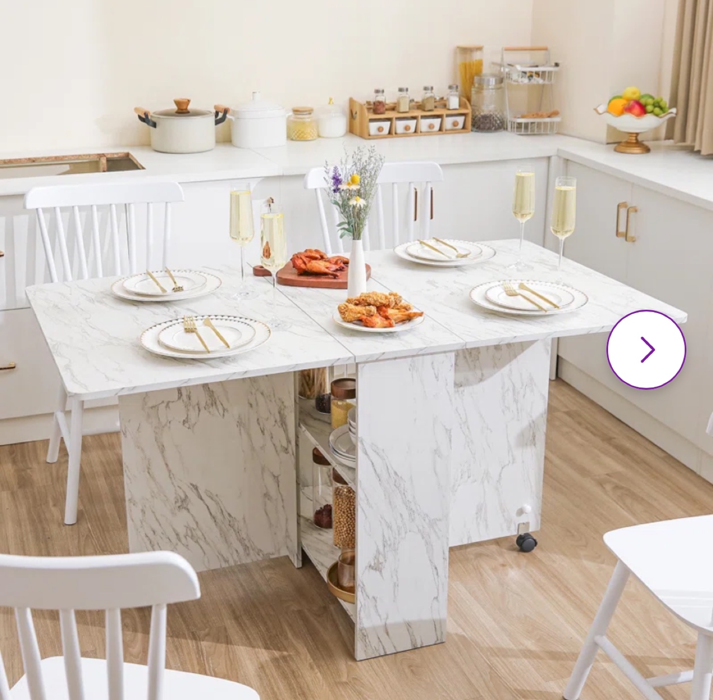 Wade Logan White Marble Folding Table - photo 2