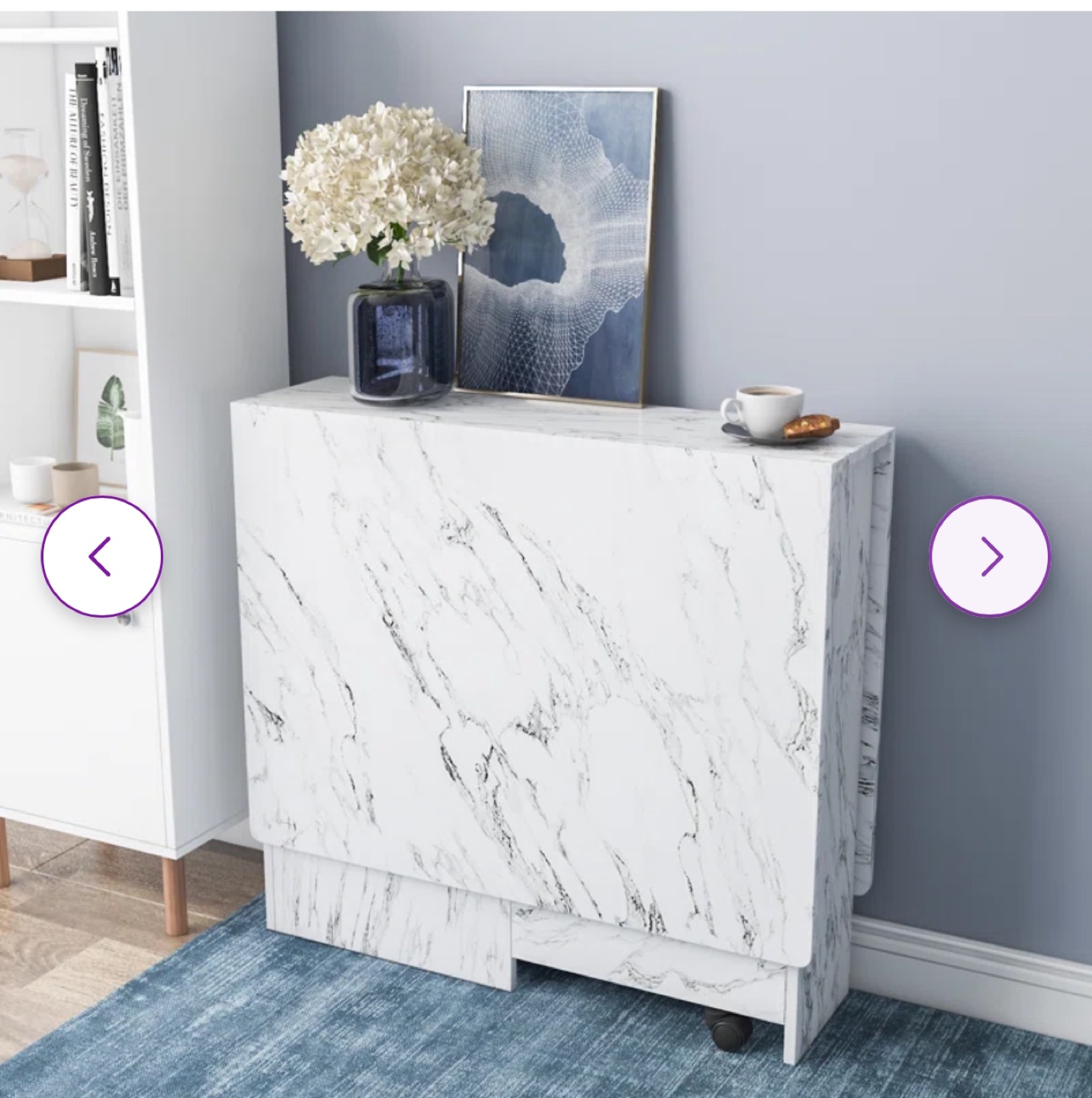 Wade Logan White Marble Folding Table - photo 3