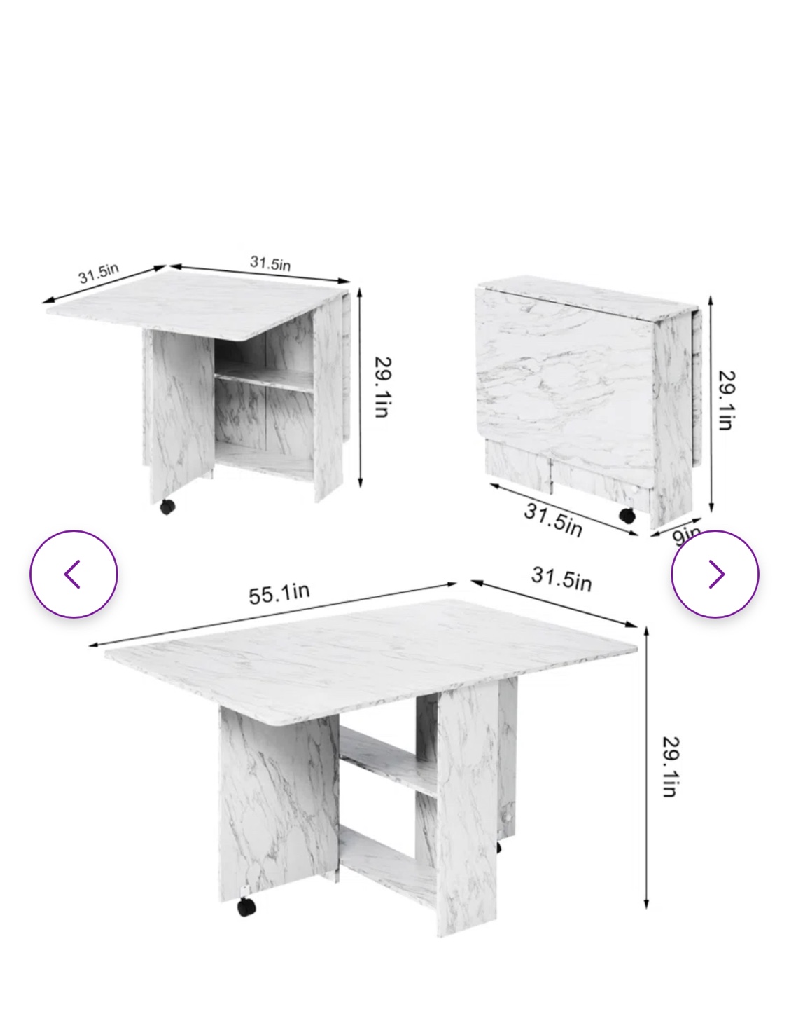 Wade Logan White Marble Folding Table - photo 4