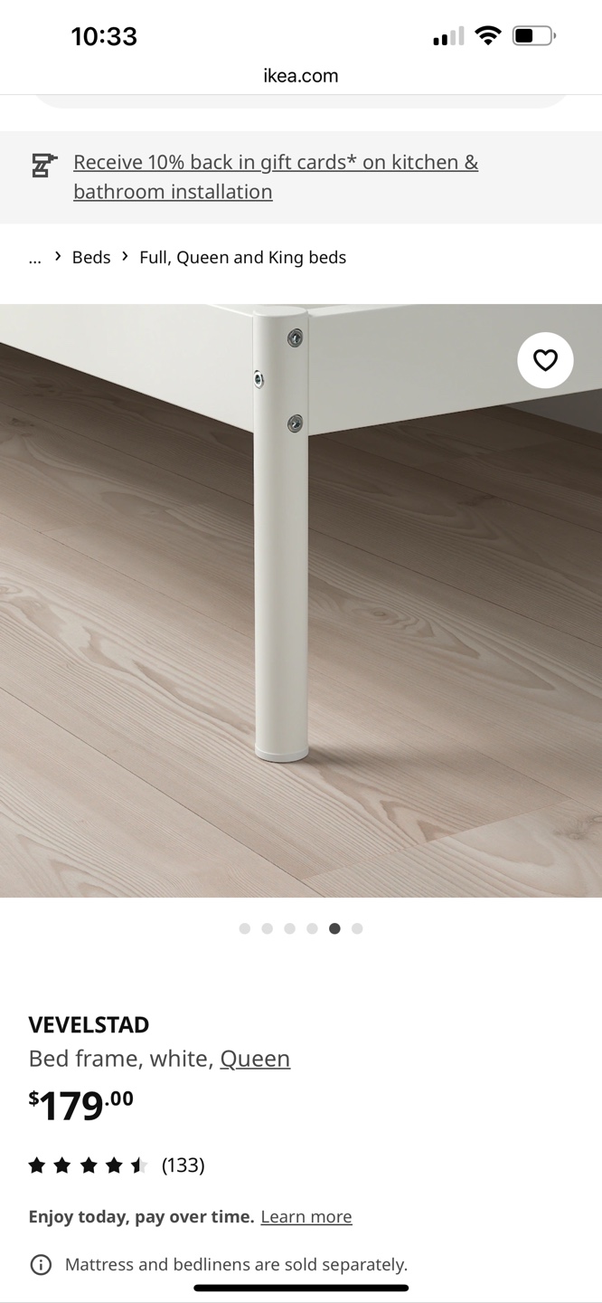 IKEA VEVELSTAD Queen Bed Frame - White - photo 4