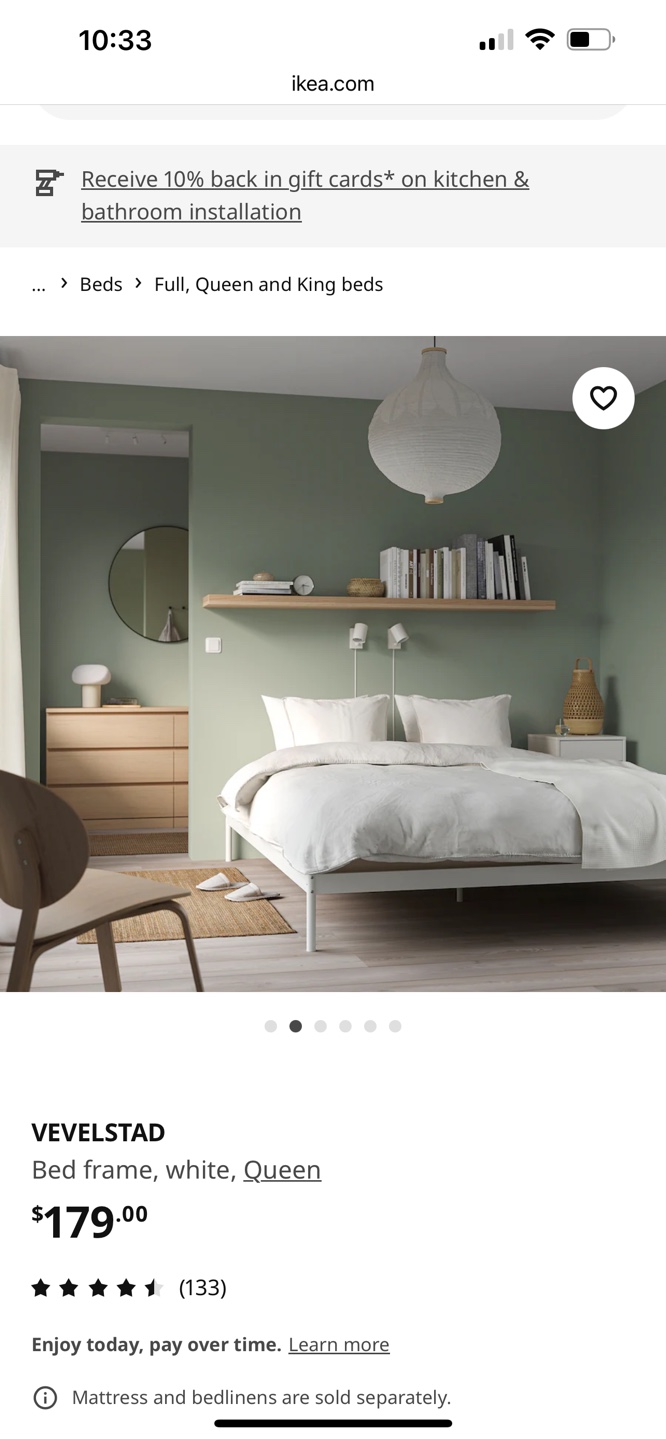 IKEA VEVELSTAD Queen Bed Frame - White - photo 2