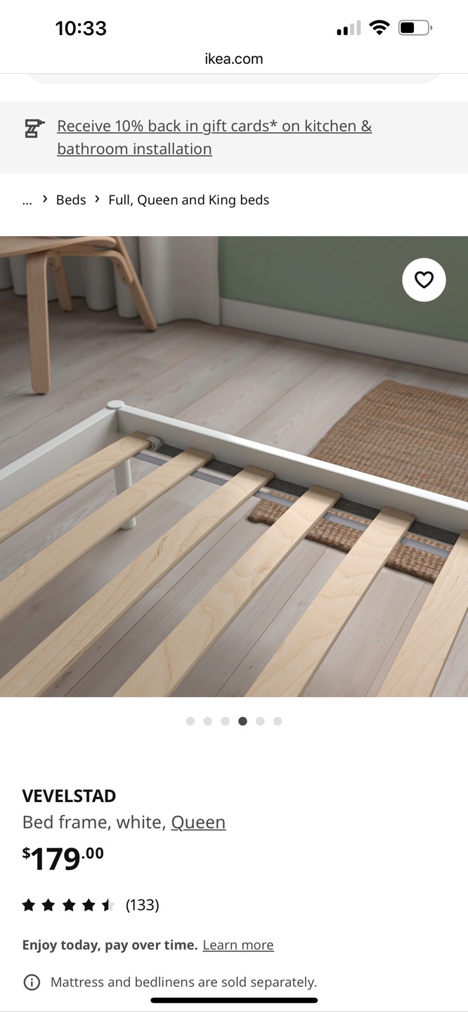 IKEA VEVELSTAD Queen Bed Frame - White - photo 3