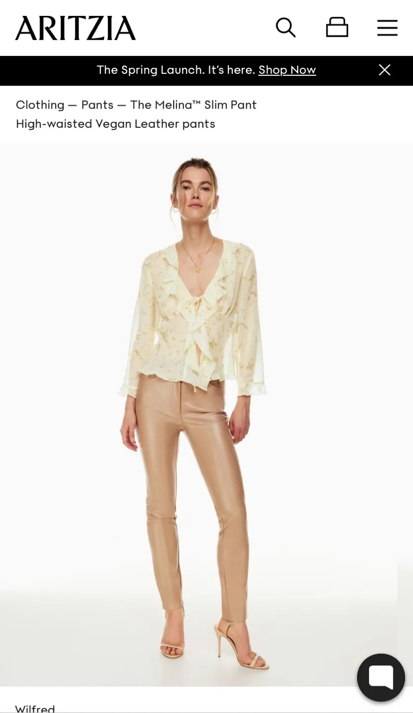 Aritzia Vegan Leather Pants in Gold Camel - Size 4 image indicator(2)