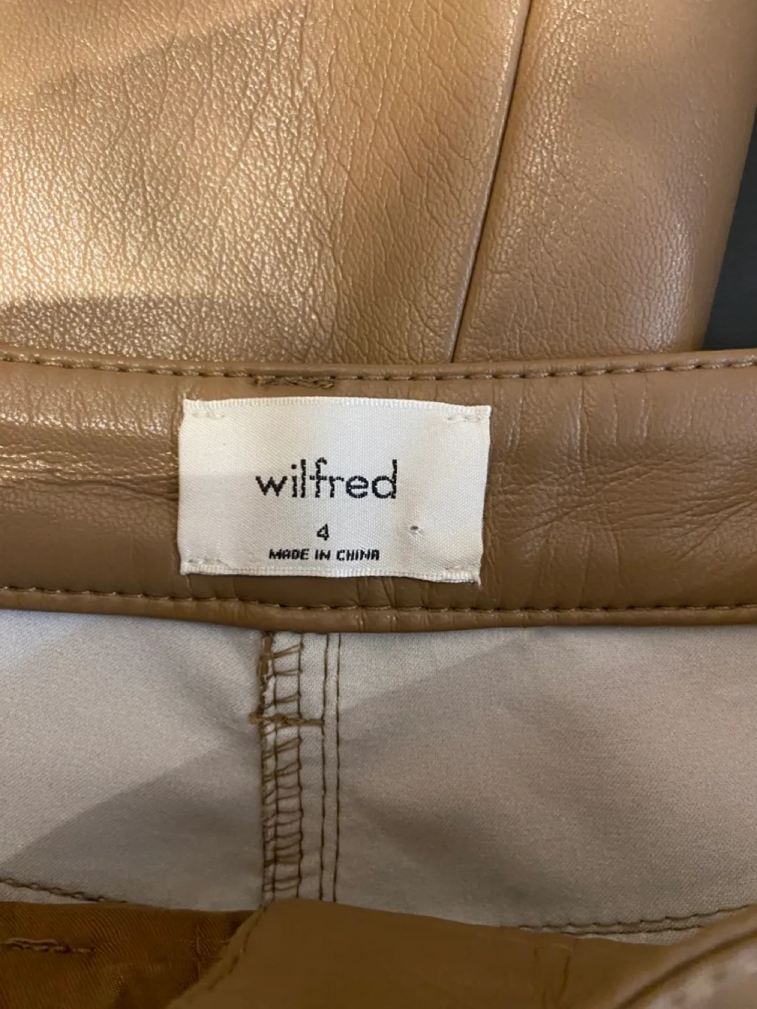 Aritzia Vegan Leather Pants in Gold Camel - Size 4 image indicator(4)