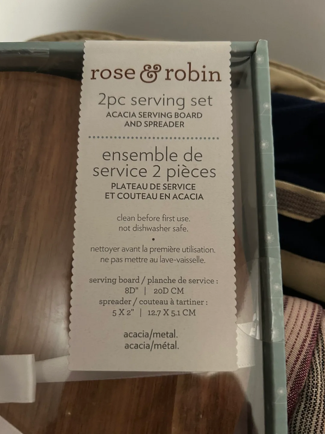 Rose & Robin Acacia Wood Serving Board & Spreader Set image indicator(2)