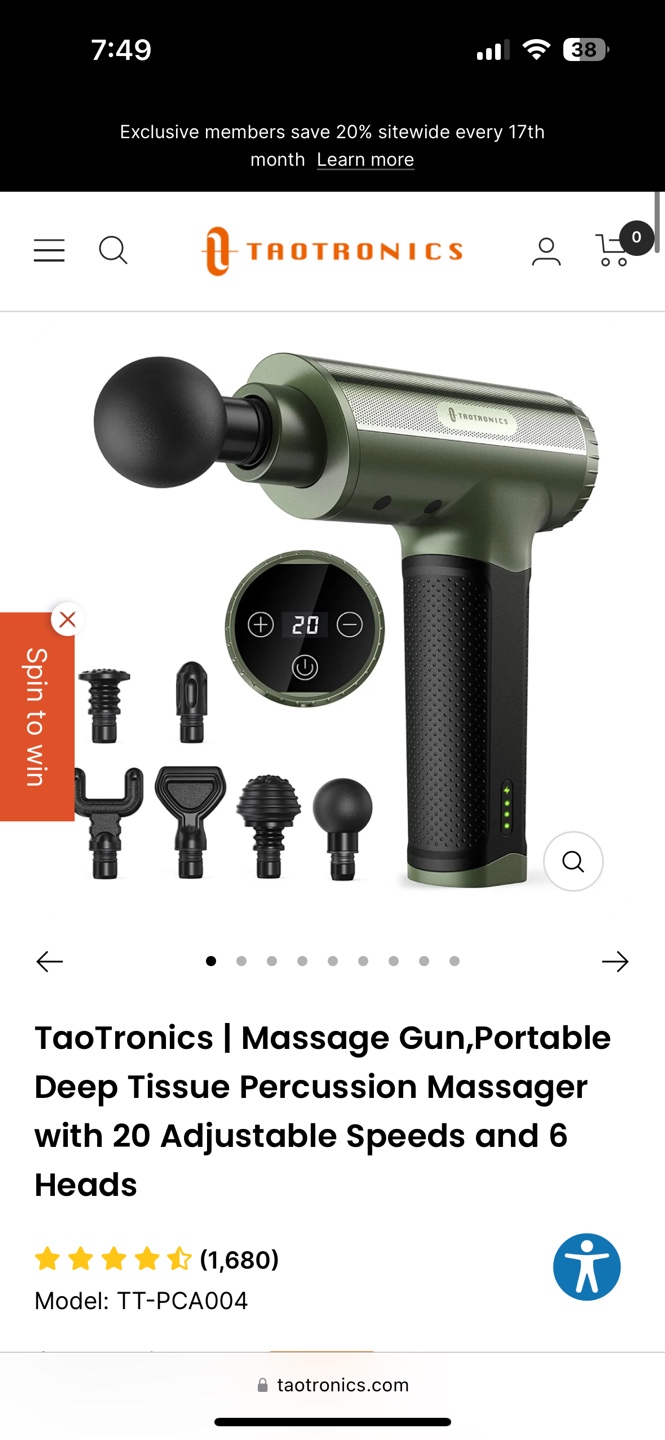 TaoTronics Massage Gun - Deep Tissue Percussion Massager