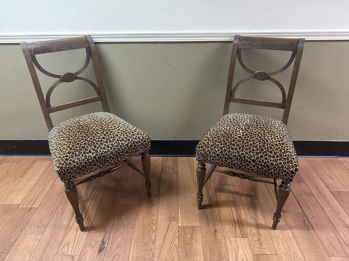 Pair of Leopard Print Upholstered Chairs